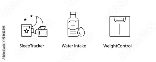 Sleep Tracker, Water Intake, Weight Control, Sleep Monitoring, Hydration Tracker, Fitness Goals, Health Tracking, Daily Hydration, Weight Management