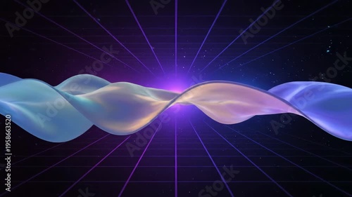 Vibrant Abstract Light Waves with Glowing Particle Effects