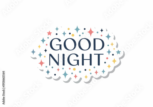 Colorful starry night scene with Good Night text message