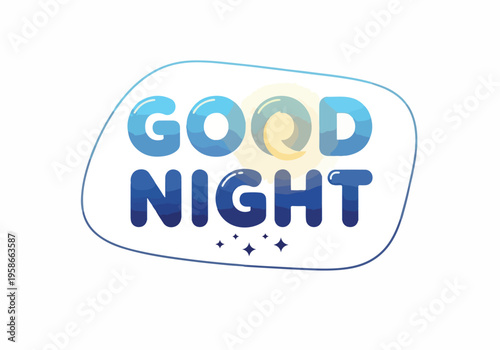 A whimsical illustration of a good night message with colorful letters and stars