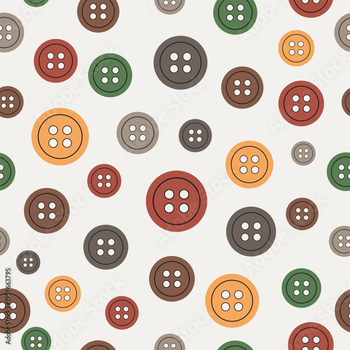 Seamless pattern with colorful sewing buttons for textile design and hobby craft packaging
