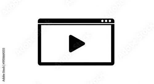 A minimalist vector graphic of a video player icon with a play button