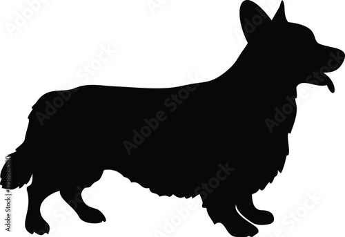 Pembroke Welsh Corgi silhouette vector illustration black and white