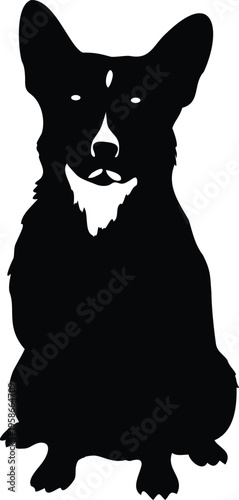 Pembroke Welsh Corgi silhouette vector illustration black and white