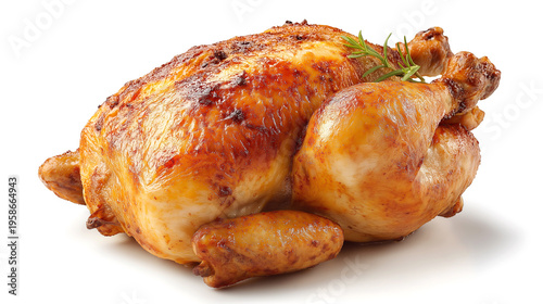 Roasted chicken on a white background
