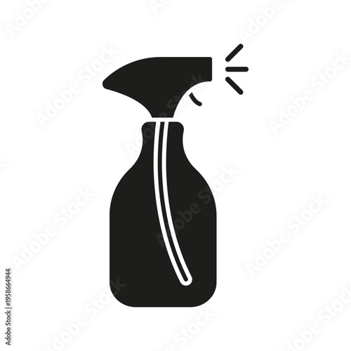 Spray Bottle Solid Icon. Cleaning, Disinfection, And Sanitization Silhouette Symbol. Household And Industrial Cleaning Tool Representation. Isolated Vector Illustration