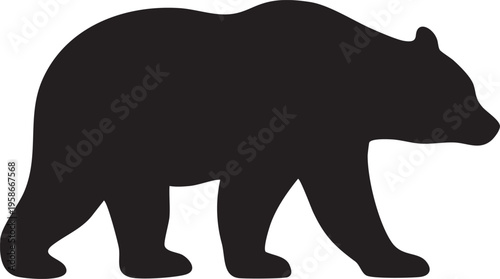 Bear Silhouette Vector – Walking Wild Animal Black Shape
