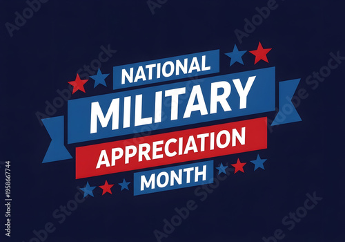National Military Appreciation Month banner with patriotic stars