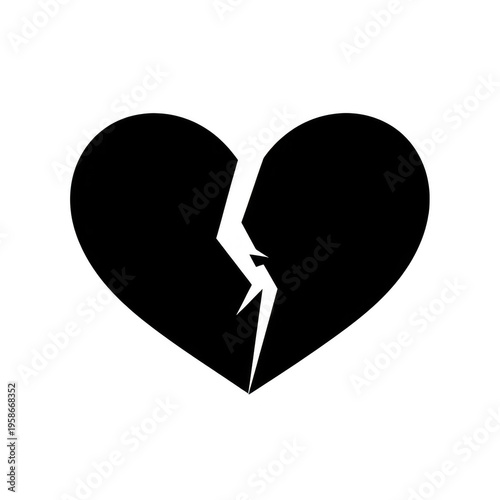 Broken heart symbol isolated on transparent background