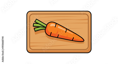 Fresh Orange Carrot on Wooden Board.