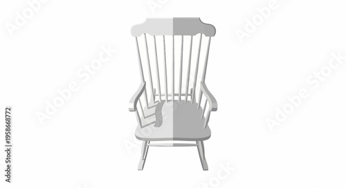 Gray Illustration of a Wooden Armchair.