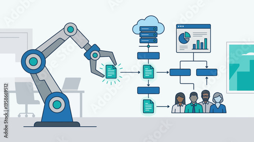 Robotic automation of data processing with cloud integration and human oversight