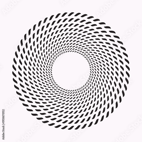 Abstract Circular Halftone Spiral Pattern - Radial Geometric Vector Element for Modern Graphic Design