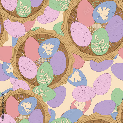 Seamless background. Easter pattern. Easter eggs.