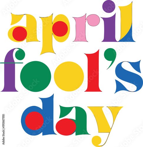 Vibrant april fools day graphic with colorful jester hats