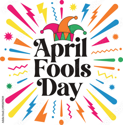 Vibrant april fools day jester graphic