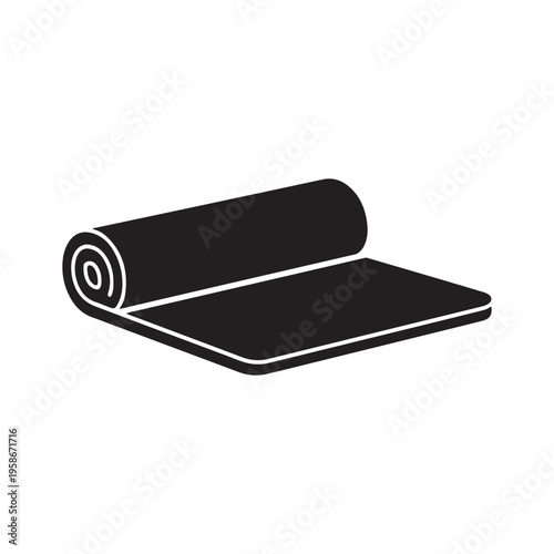 Roll up mattress glyph icon. Rolled latex or memory foam topper. Portable springless mattress for camping. Silhouette symbol. Negative space. Vector isolated illustration