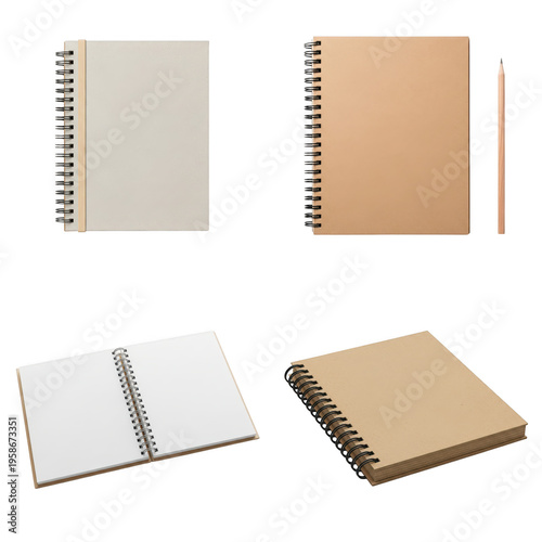 Wallpaper Mural Four different notebooks with various textures and colors, isolated on transparent cutout png. Torontodigital.ca