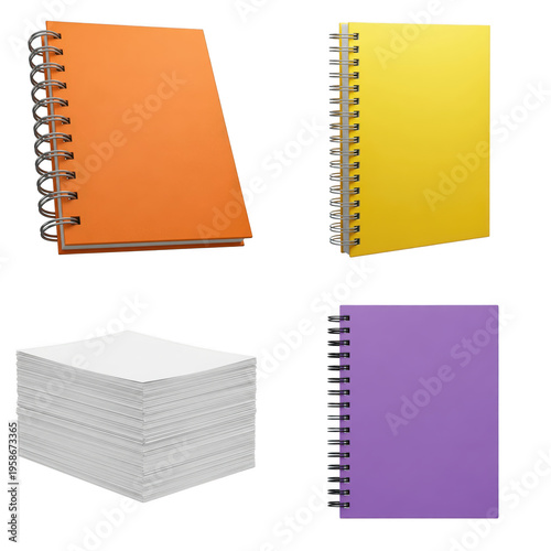 Wallpaper Mural Four colorful notebooks with different designs and covers, isolated on transparent cutout png. Torontodigital.ca