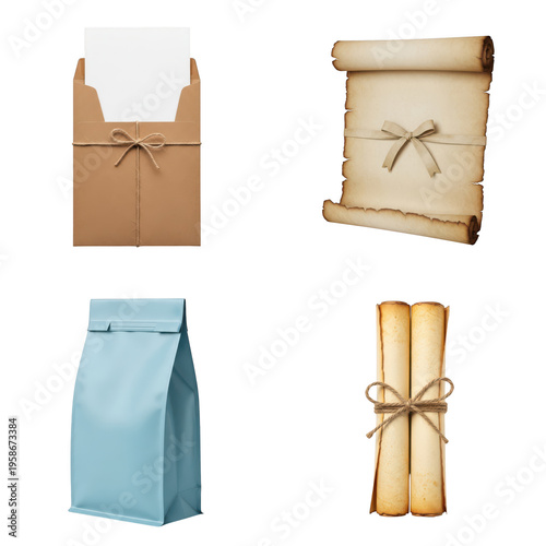 Wallpaper Mural Four wrapped gift packages with different materials and styles, isolated on transparent cutout png. Torontodigital.ca