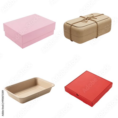 Wallpaper Mural Four colorful cardboard boxes in simple arrangement, isolated on transparent cutout png. Torontodigital.ca