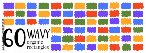 Text shape amoeba and doodle organic rectangle with frame irregular wavy. Square template sticker and wiggle illustration scribble with 3d random bubble. Silhouette text smooth and rough.