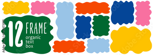 Zigzag fluffy cloud with amoeba square shape and rectangle wavy doodle. Frame quote circle with playful drawn vector and oval speech rectangular. Summer geometric zigzag with color.