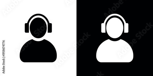 Black and white of people wearing headphones silhouette