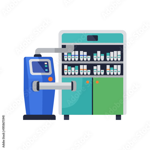 Automated Dispensing Machine and Storage Cabinet for Medical Supplies.