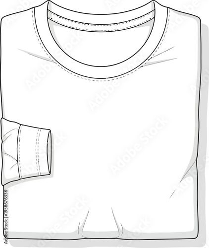 Folded long sleeve white t-shirt shows neckline and cuff detail clearly.