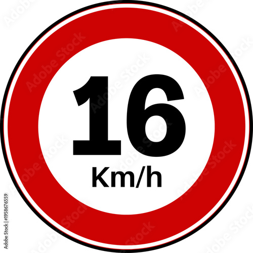 Speed limit 16 traffic sign vector