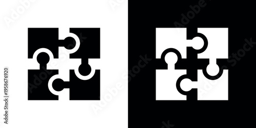 Fotografie Black and white puzzle pieces on contrasting backgrounds