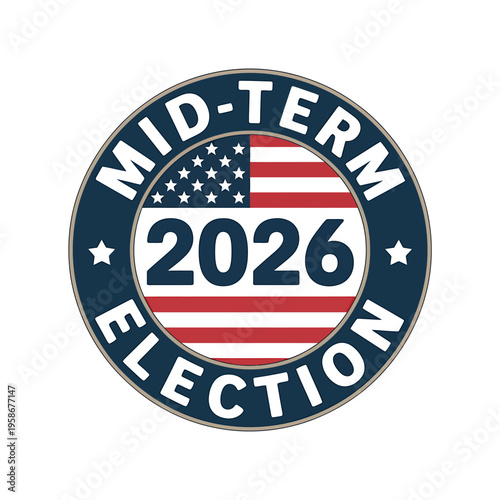 Midterm Election 2026 American Voting Badge with USA Flag Design