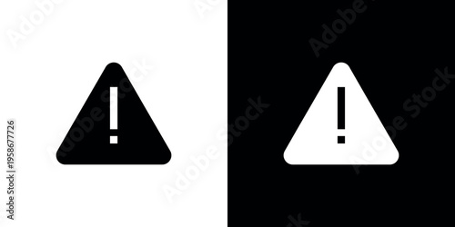 Black and white warning signs with exclamation marks