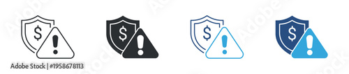 Late fee and penalty icon set. Payment delay warning, fine charge and financial penalty concept. Vector illustration.