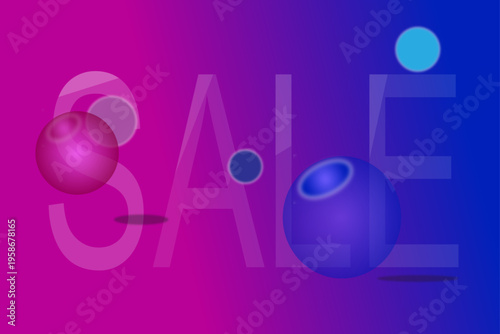Glassmorphism 3D sale text effect with colorful blurred orbs and vibrant gradient background vector illustration.