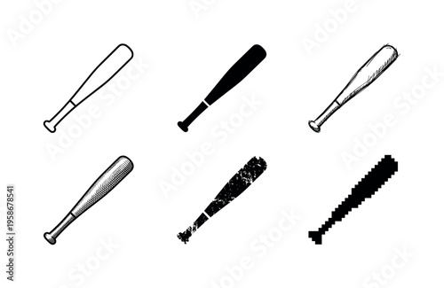 Six baseball bats arranged in two rows