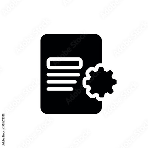 Black document with gear settings configuration