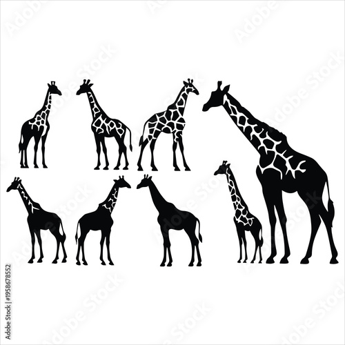 Canvas Print giraffe silhouette vector illustration