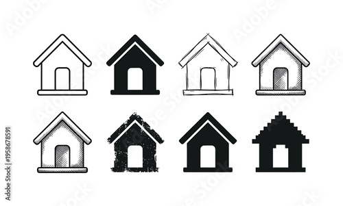 Simple house icons in black and white