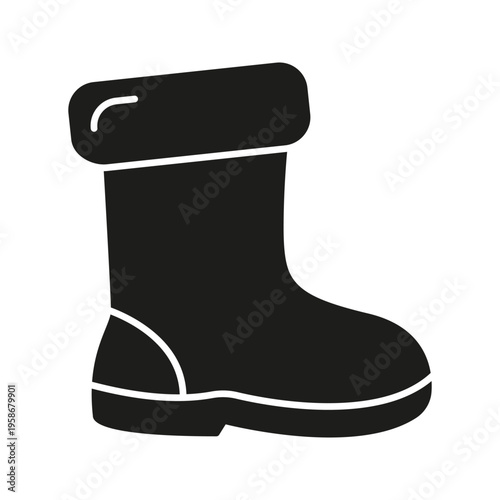 Winter Boot Solid Icon. Cold Weather Footwear, Snow Protection, And Outdoor Activity Silhouette Symbol. Warmth And Comfort. Isolated Vector Illustration