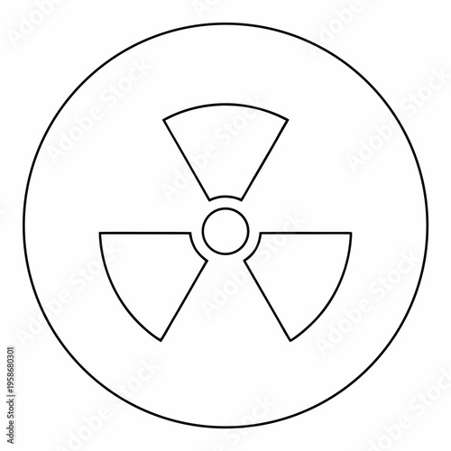 Radioactivity Nuclear Symbol Icon Vector . Round Warning Sign Outline Illustration