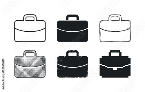 Six briefcase icons arranged in two rows
