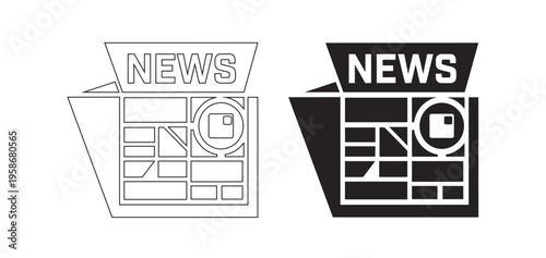 Modern Minimalist Newspaper Icon Vector Set for Media News Journalism and Digital Press