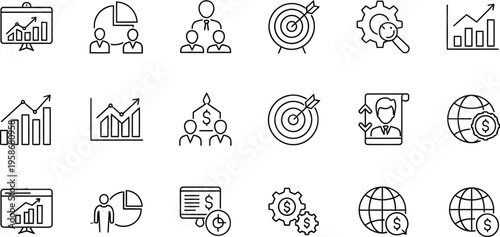 Collection of business and finance icons