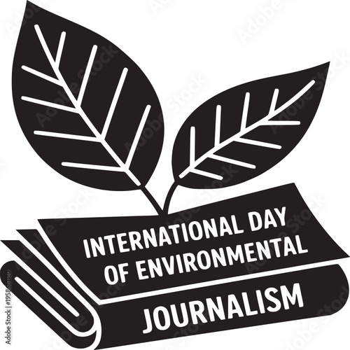 International day of environmental journalism graphic with leaves and newspaper illustration isolated