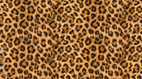  Patrón animal print de leopardo con manchas realistas. Fondo de moda ideal para textil, diseño gráfico o decoración.
