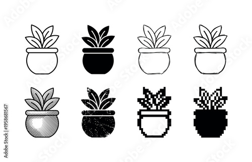 Simple plant icons in black and white