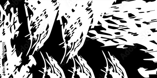 Abstract Black and White Brutalist Silhouettes and Distressed Shapes