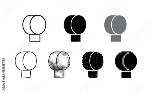 Six stylized headshots in simple black and white